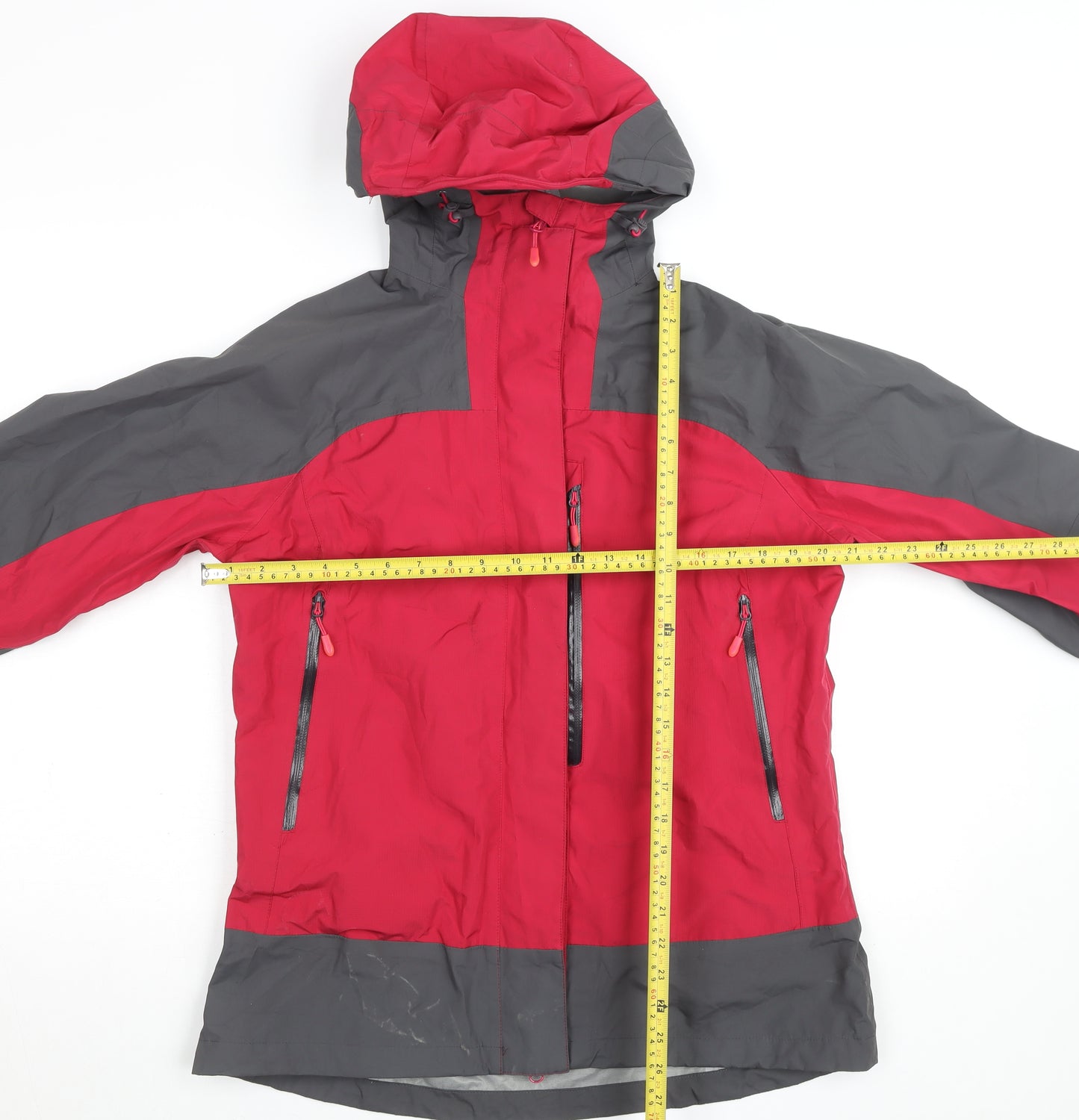 Crane Womens Red Grey Waterproof Hooded Outdoor Jacket Size M