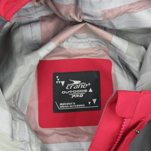 Crane Womens Red Grey Waterproof Hooded Outdoor Jacket Size M