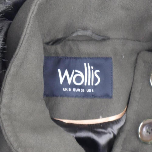 Wallis Women’s Green Faux Fur Hooded Long Parka Coat Size 8