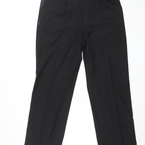 George Men's Black 36W 33L Dress Trousers Satin Stripe Classic Fit