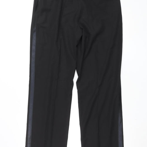 George Men's Black 36W 33L Dress Trousers Satin Stripe Classic Fit