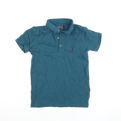 Next Boys Blue Polo Shirt 8 Years Cotton Blend Short Sleeve Casual Top