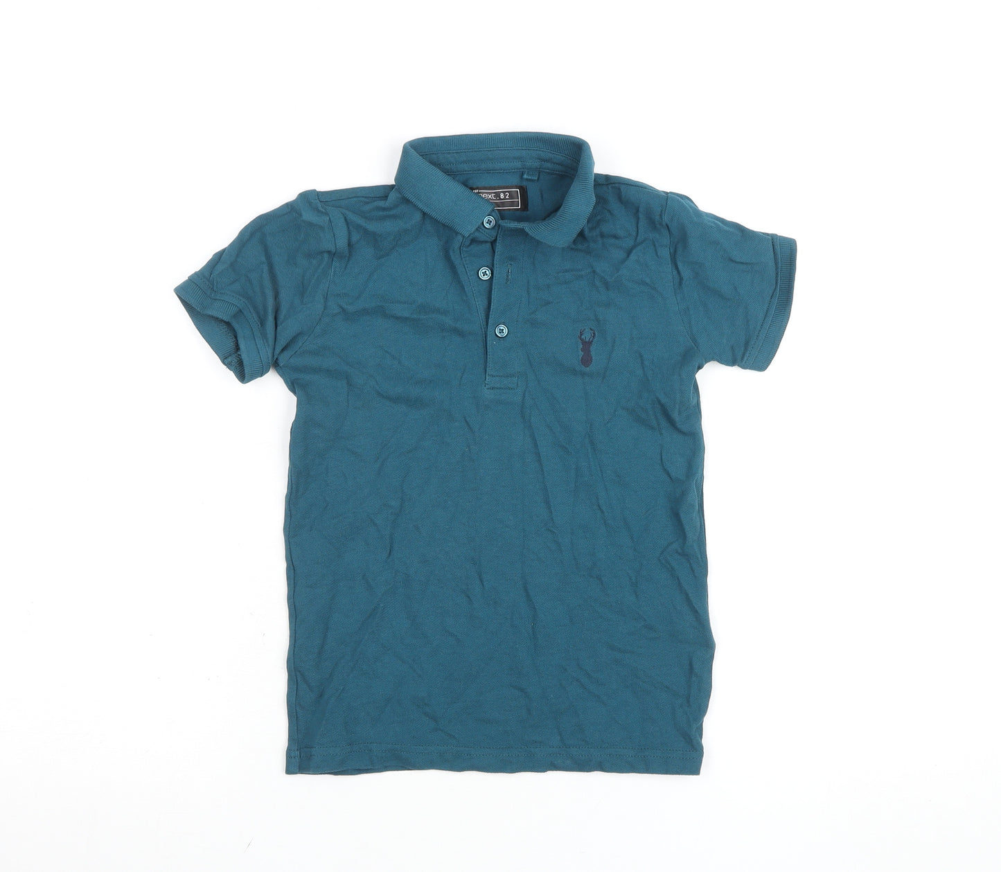 Next Boys Blue Polo Shirt 8 Years Cotton Blend Short Sleeve Casual Top
