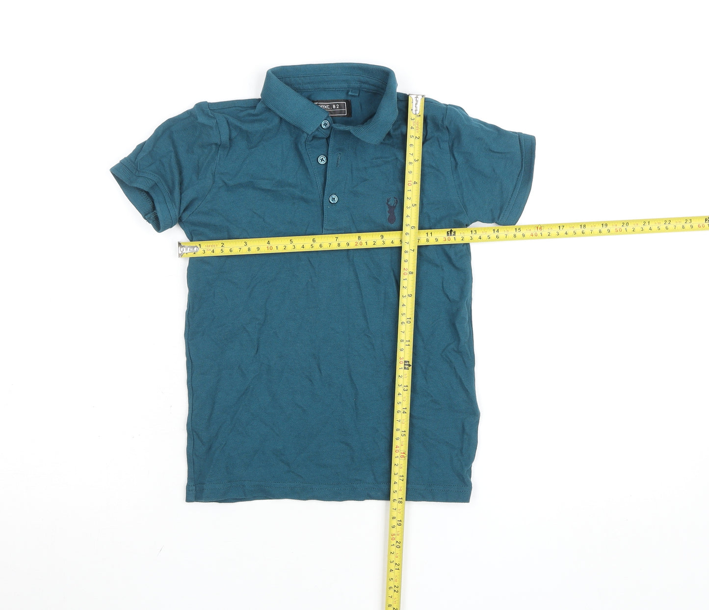 Next Boys Blue Polo Shirt 8 Years Cotton Blend Short Sleeve Casual Top