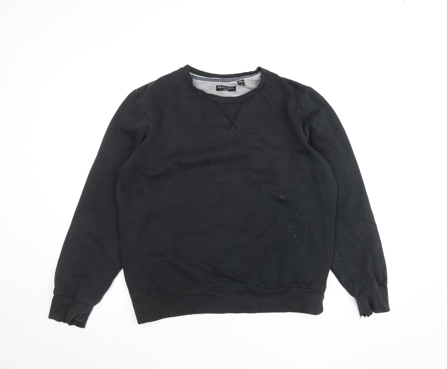 Brave Soul Women’s Black Cotton Blend Pullover Sweatshirt M