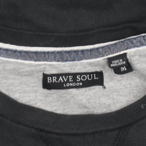Brave Soul Women’s Black Cotton Blend Pullover Sweatshirt M