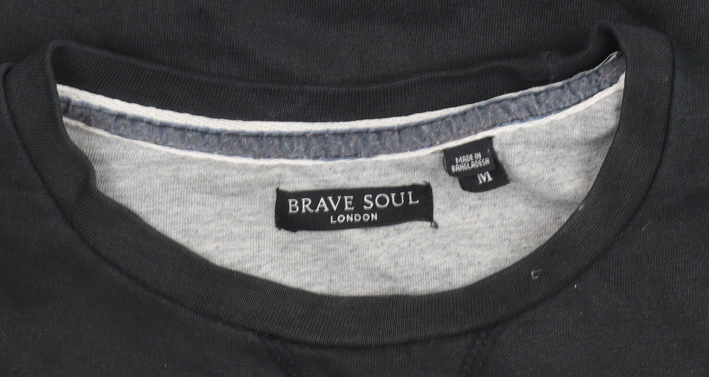 Brave Soul Women’s Black Cotton Blend Pullover Sweatshirt M