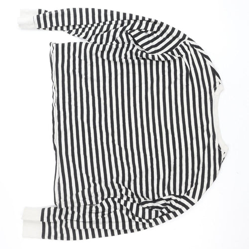 Levi's Women's Black & White Striped Cropped Long Sleeve T-Shirt Size S