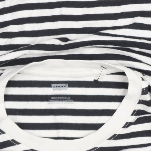 Levi's Women's Black & White Striped Cropped Long Sleeve T-Shirt Size S