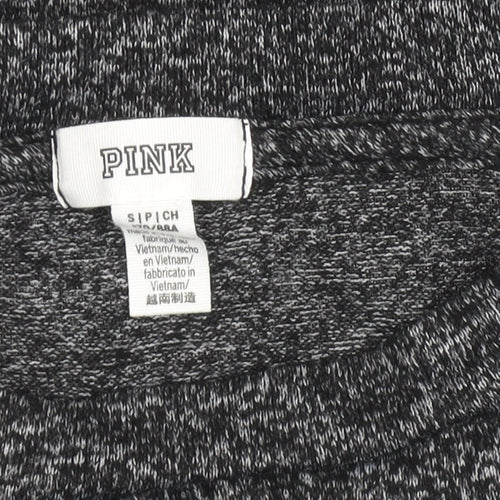 PINK Womens Grey Long Sleeve Relaxed Jersey Christmas Top Size S