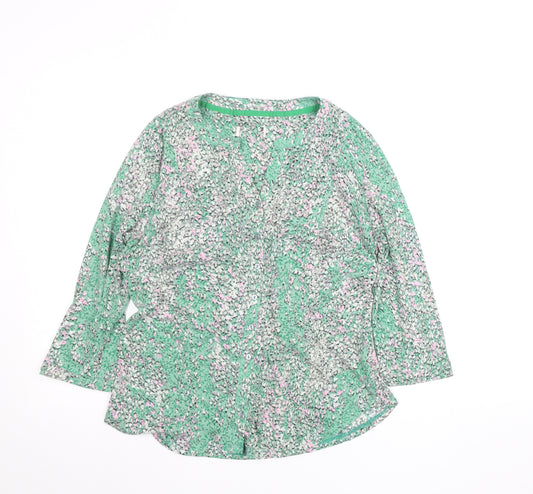 Marks and Spencer Womens Green Floral Button-Up Tunic Top UK 14