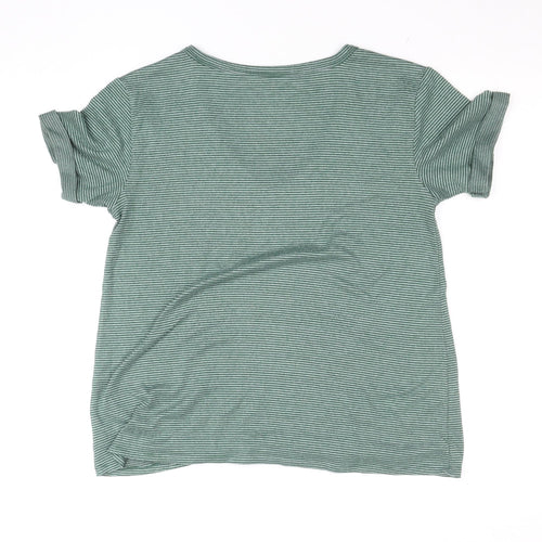 American Eagle Women's Green Striped Soft & Sexy V-Neck T-Shirt Size S