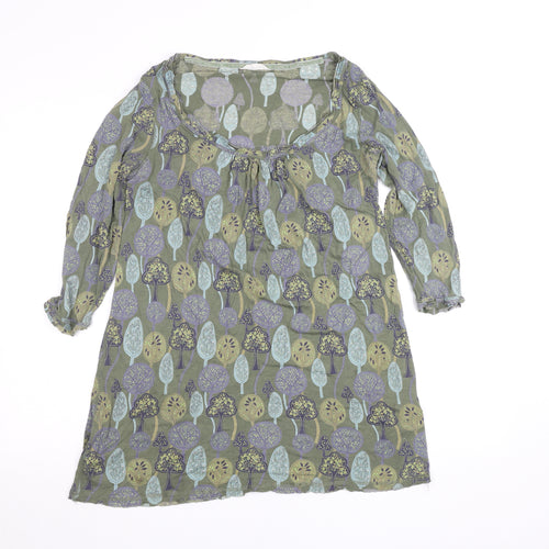 White Stuff Women’s Green Floral Print 3/4 Sleeve Tunic Blouse Size 12