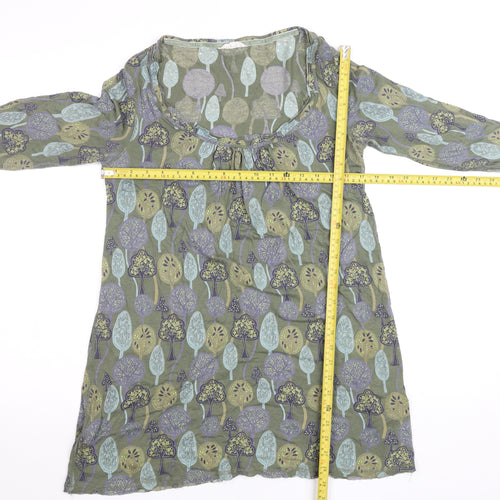 White Stuff Women’s Green Floral Print 3/4 Sleeve Tunic Blouse Size 12
