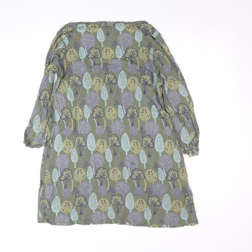 White Stuff Women’s Green Floral Print 3/4 Sleeve Tunic Blouse Size 12