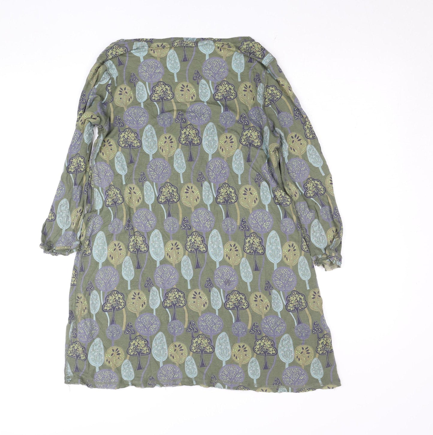 White Stuff Women’s Green Floral Print 3/4 Sleeve Tunic Blouse Size 12