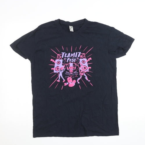 SOL'S Women's Black Team17 Fest Graphic Cotton T-Shirt Size M