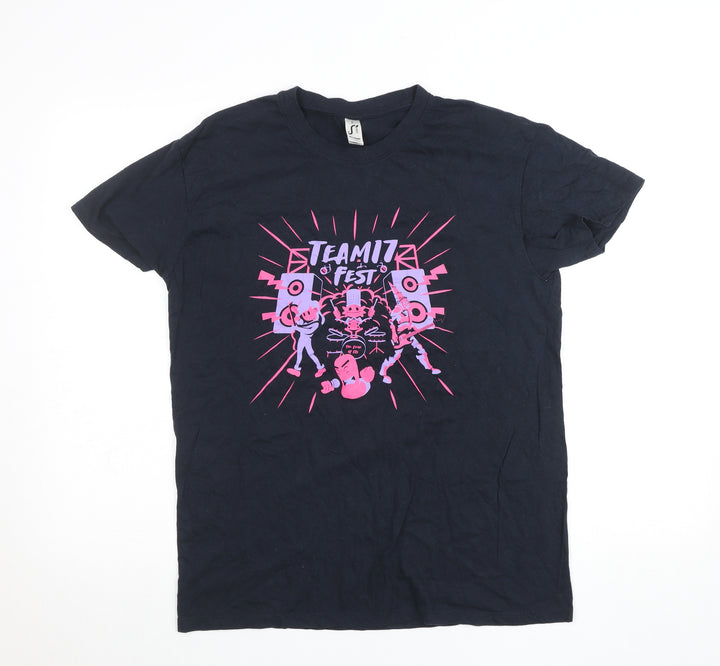 SOL'S Women's Black Team17 Fest Graphic Cotton T-Shirt Size M
