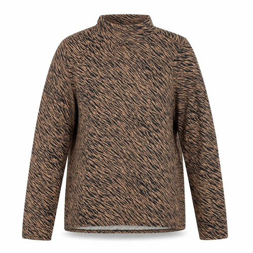 Oasis Women Brown Animal Print Roll Neck Long Sleeve Top L