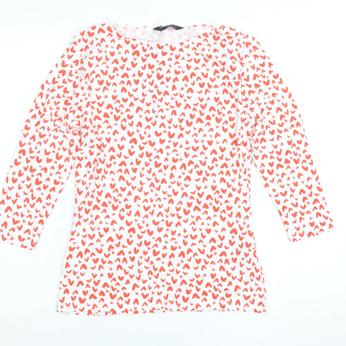 Marks and Spencer Women's Pink Heart Print 3/4 Sleeve T-Shirt Size 10