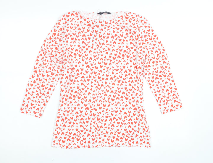 Marks and Spencer Women's Pink Heart Print 3/4 Sleeve T-Shirt Size 10