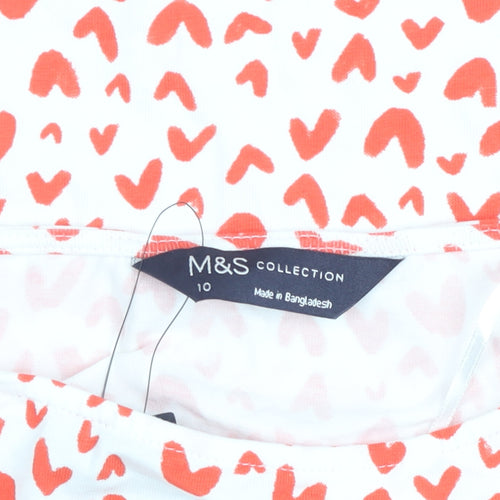 Marks and Spencer Women's Pink Heart Print 3/4 Sleeve T-Shirt Size 10