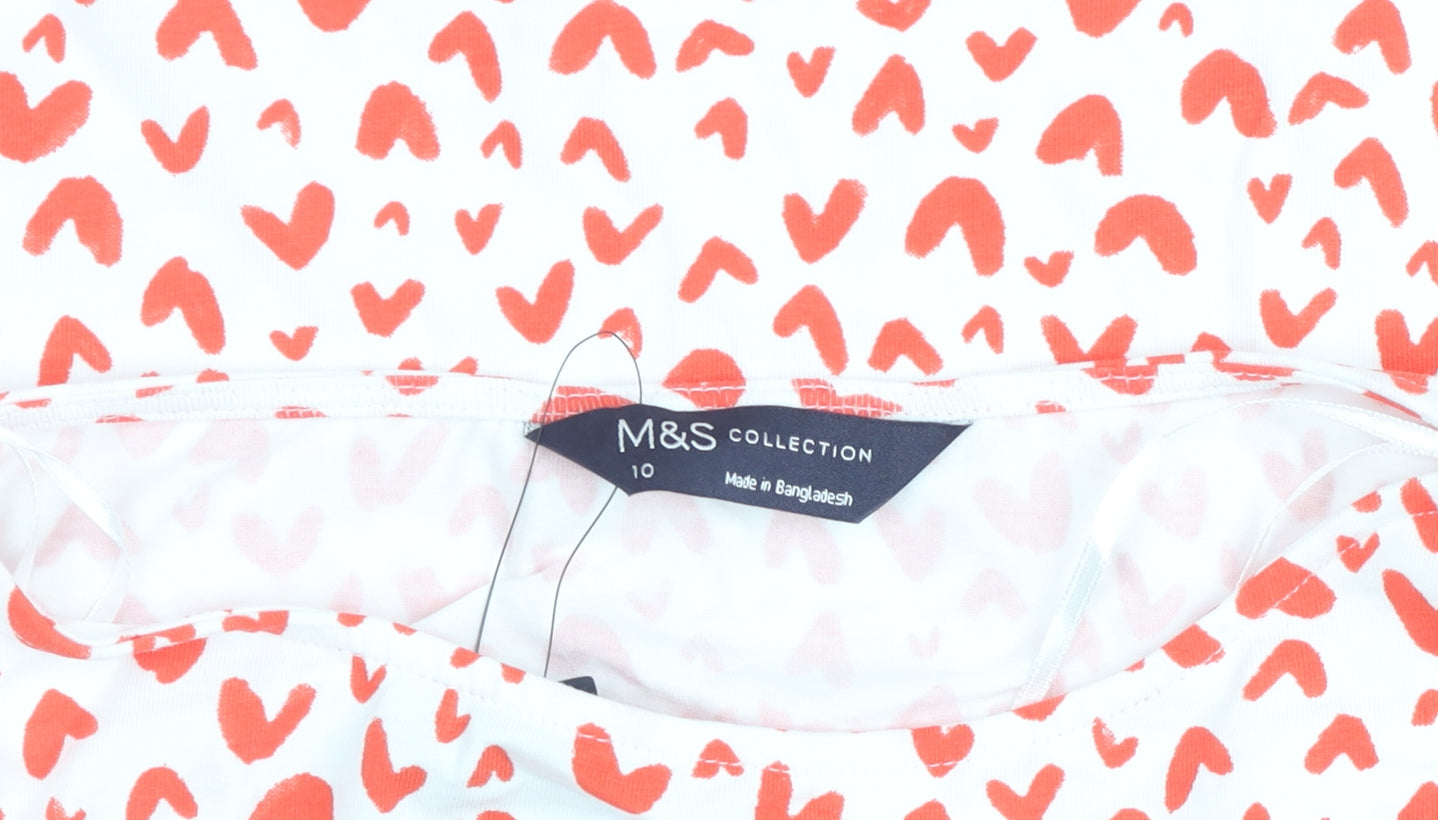 Marks and Spencer Women's Pink Heart Print 3/4 Sleeve T-Shirt Size 10