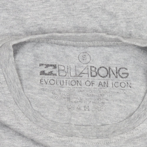 Billabong Women's Grey Long Sleeve Crew Neck Graphic T-Shirt Size S