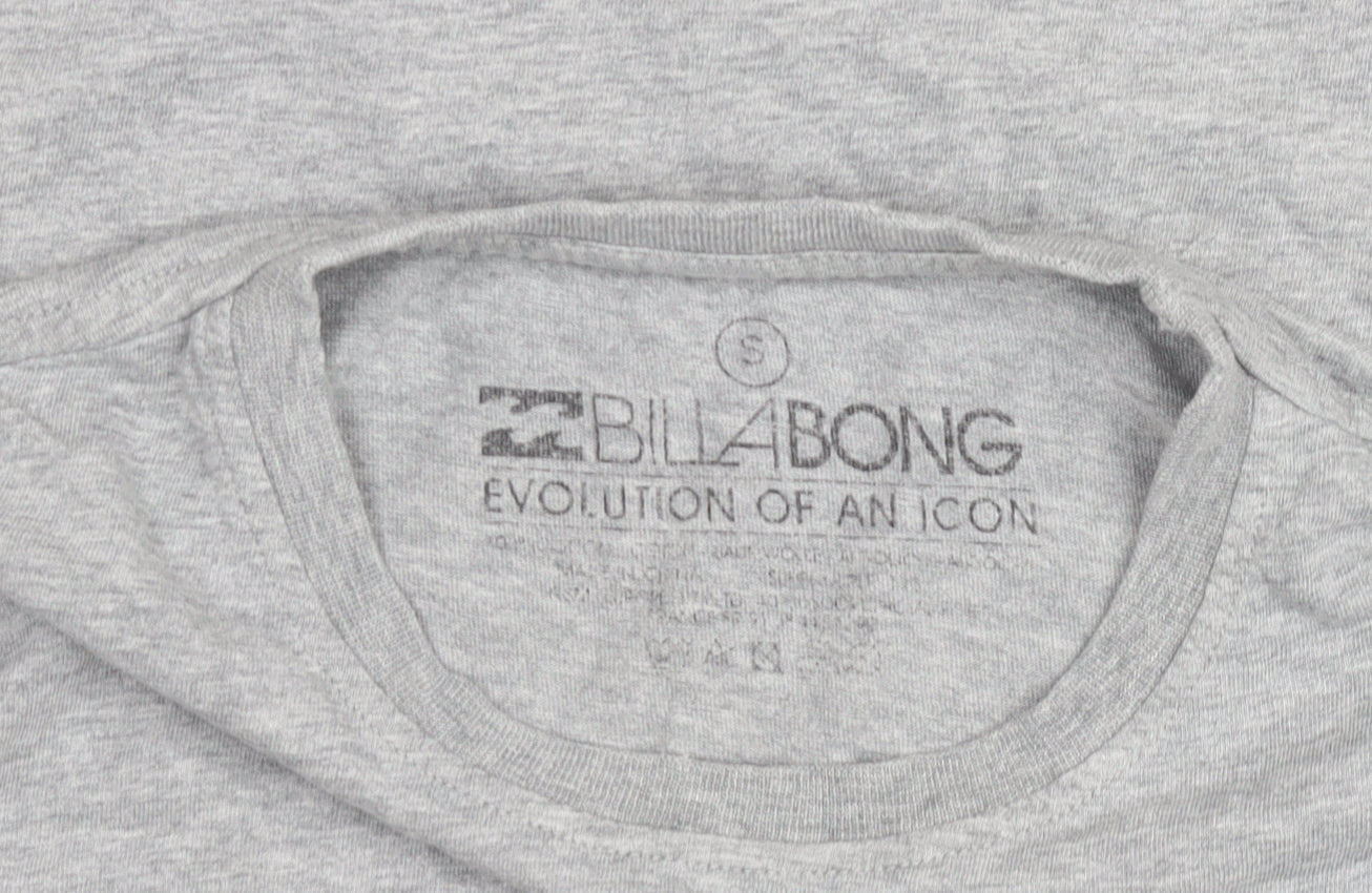 Billabong Women's Grey Long Sleeve Crew Neck Graphic T-Shirt Size S