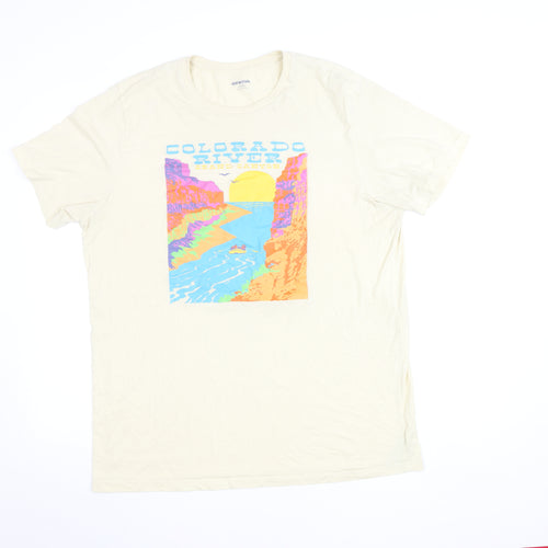 Old Navy Men’s Beige XLT Tall Graphic Print Cotton T-Shirt
