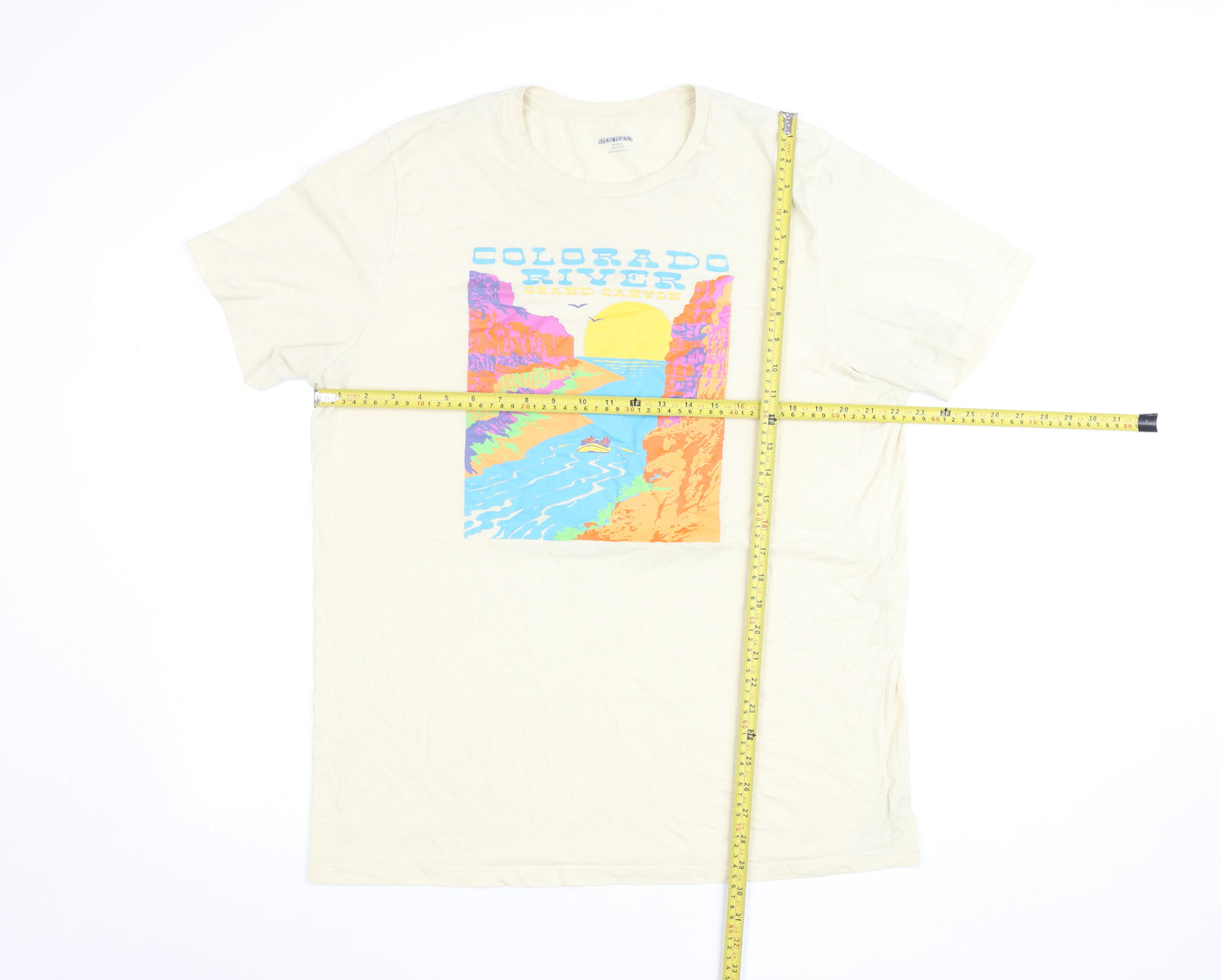 Old Navy Men’s Beige XLT Tall Graphic Print Cotton T-Shirt