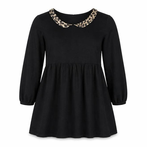 New Look Women Black Leopard Collar A-Line Dress Size 14