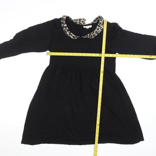 New Look Women Black Leopard Collar A-Line Dress Size 14