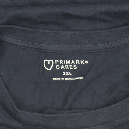 Primark Womens Blue 3XL Basic Paris Print Cotton T-Shirt