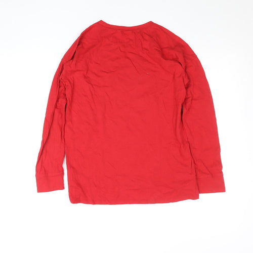 GAP Teens Red Long Sleeve Glitter Star Cotton T-Shirt Size 12