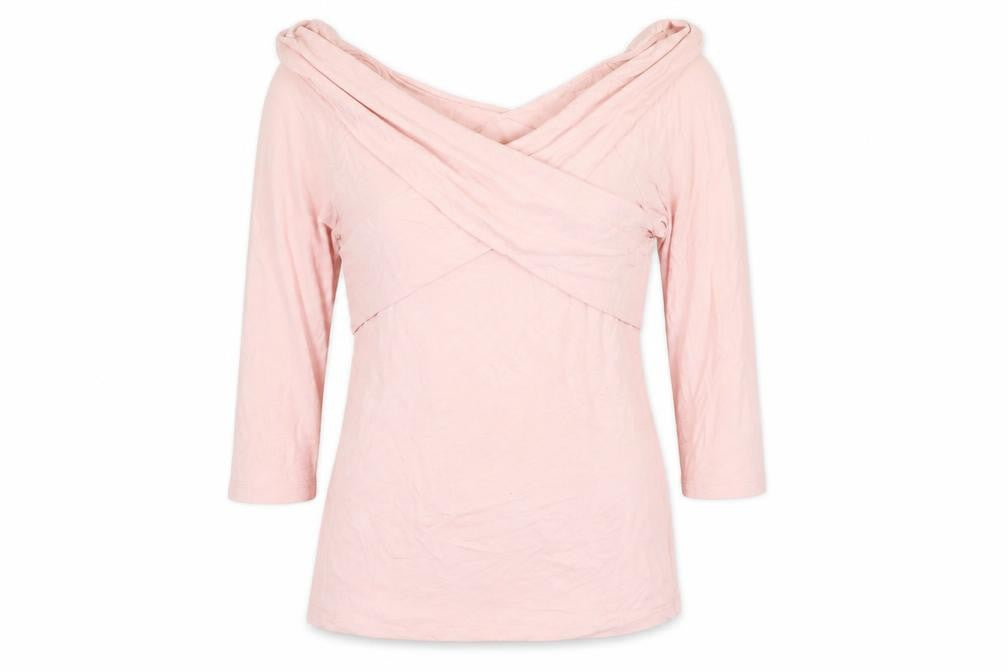 Bodyflirt Women's Pink 3/4 Sleeve Off Shoulder Wrap Blouse Size 12