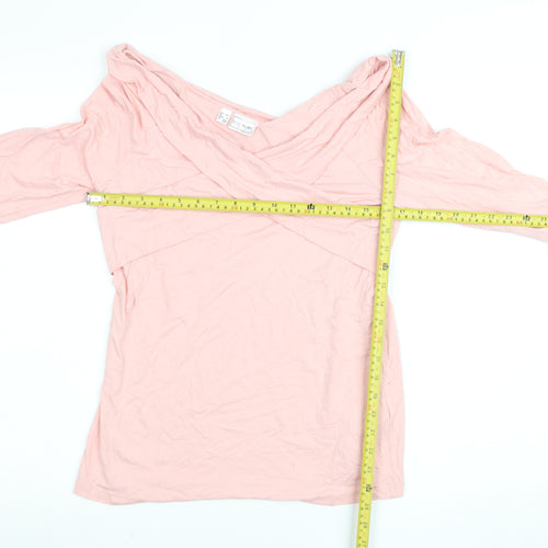 Bodyflirt Women's Pink 3/4 Sleeve Off Shoulder Wrap Blouse Size 12