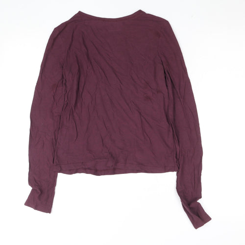 Zara Women Purple Cotton Long Sleeve Basic T-Shirt Size S