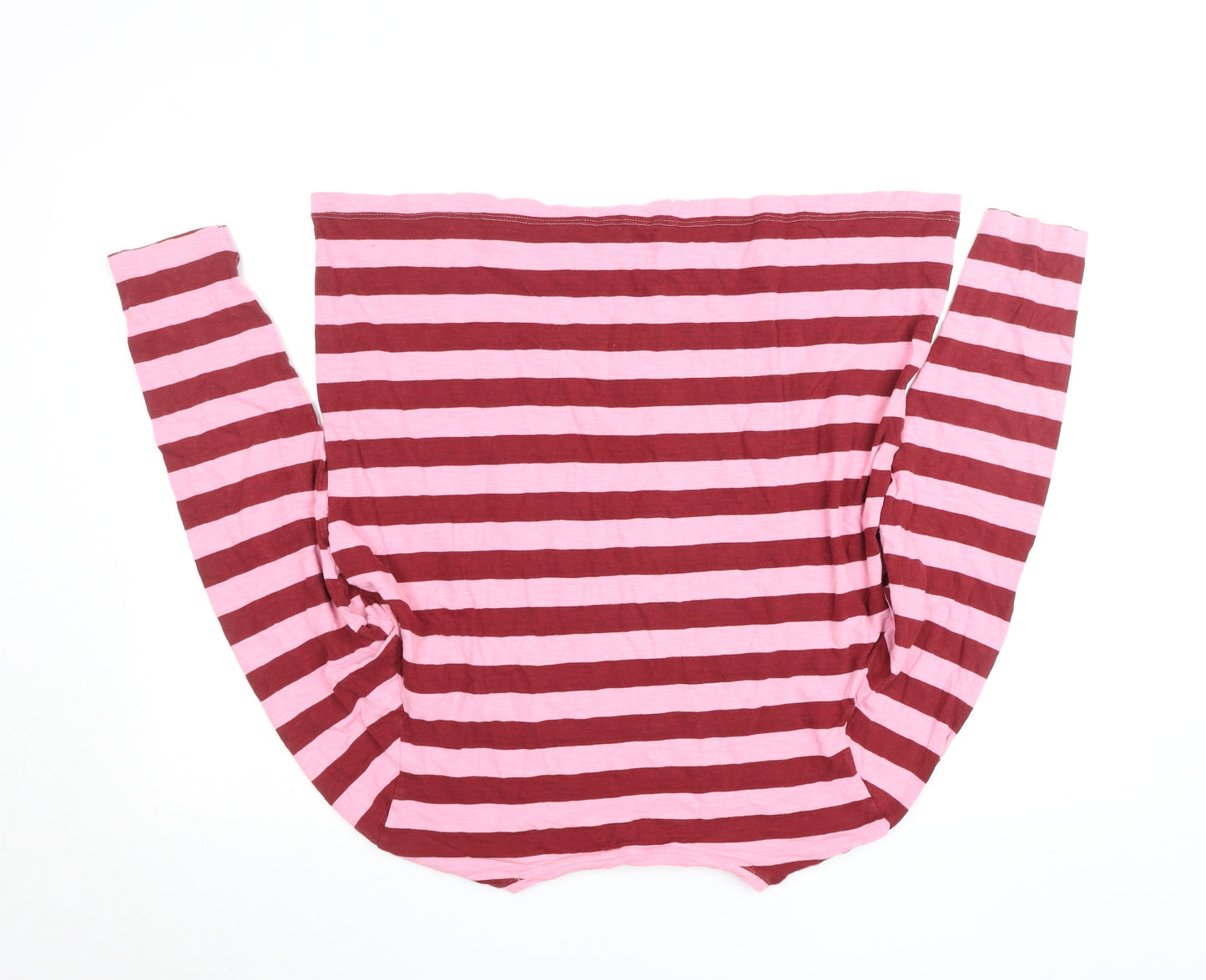 Marks and Spencer Women’s Pink & Red Striped Long Sleeve Cotton T-Shirt Size 16