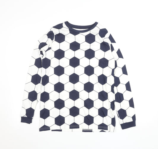 Marks and Spencer Boys Black & White Long Sleeve Cotton Sports T-Shirt 13-14 Yrs