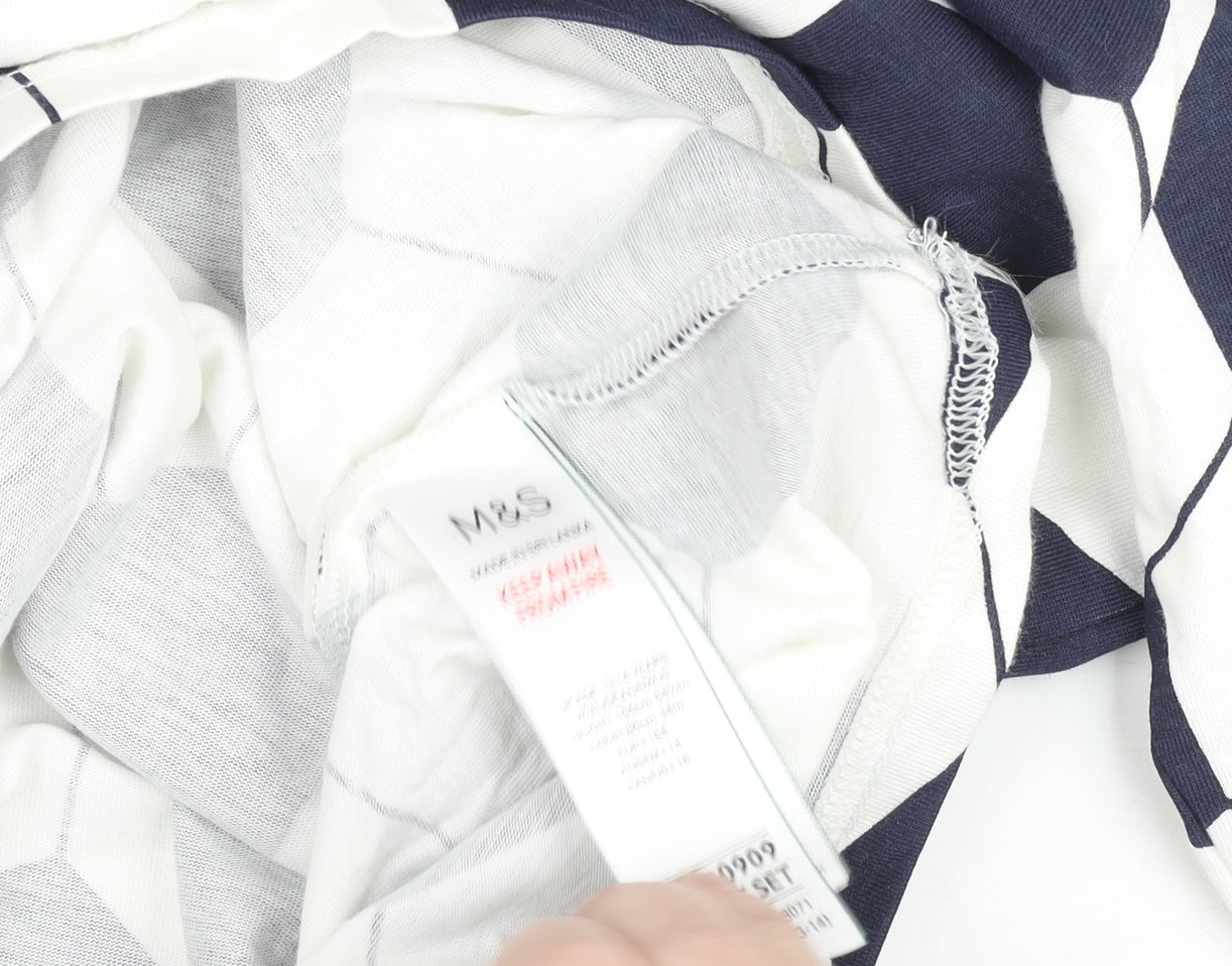 Marks and Spencer Boys Black & White Long Sleeve Cotton Sports T-Shirt 13-14 Yrs