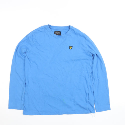 Lyle & Scott Boys Blue Long Sleeve Cotton Logo T-Shirt Size 10 Years