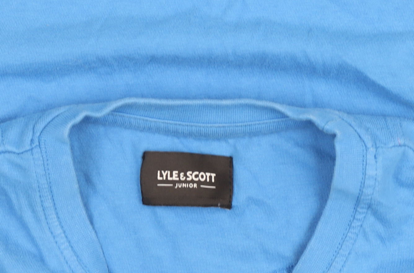 Lyle & Scott Boys Blue Long Sleeve Cotton Logo T-Shirt Size 10 Years
