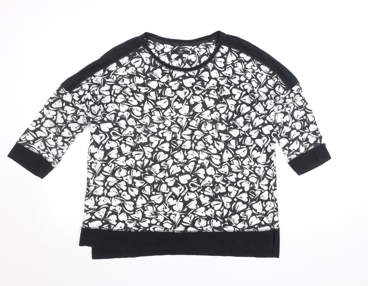 Next Women’s Black Floral Cotton 3/4 Sleeve T-Shirt Size 14