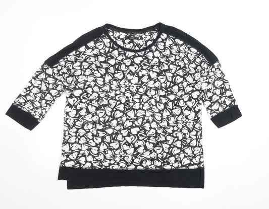 Next Women’s Black Floral Cotton 3/4 Sleeve T-Shirt Size 14