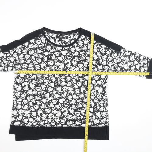 Next Women’s Black Floral Cotton 3/4 Sleeve T-Shirt Size 14
