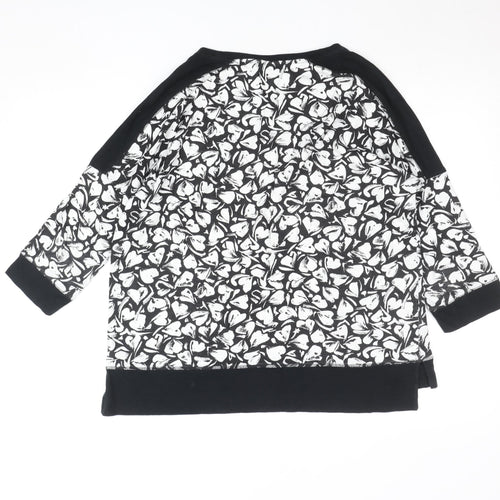 Next Women’s Black Floral Cotton 3/4 Sleeve T-Shirt Size 14