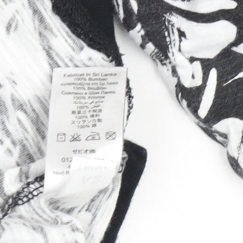 Next Women’s Black Floral Cotton 3/4 Sleeve T-Shirt Size 14