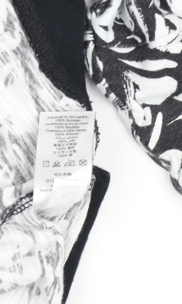 Next Women’s Black Floral Cotton 3/4 Sleeve T-Shirt Size 14