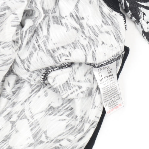 Next Women’s Black Floral Cotton 3/4 Sleeve T-Shirt Size 14